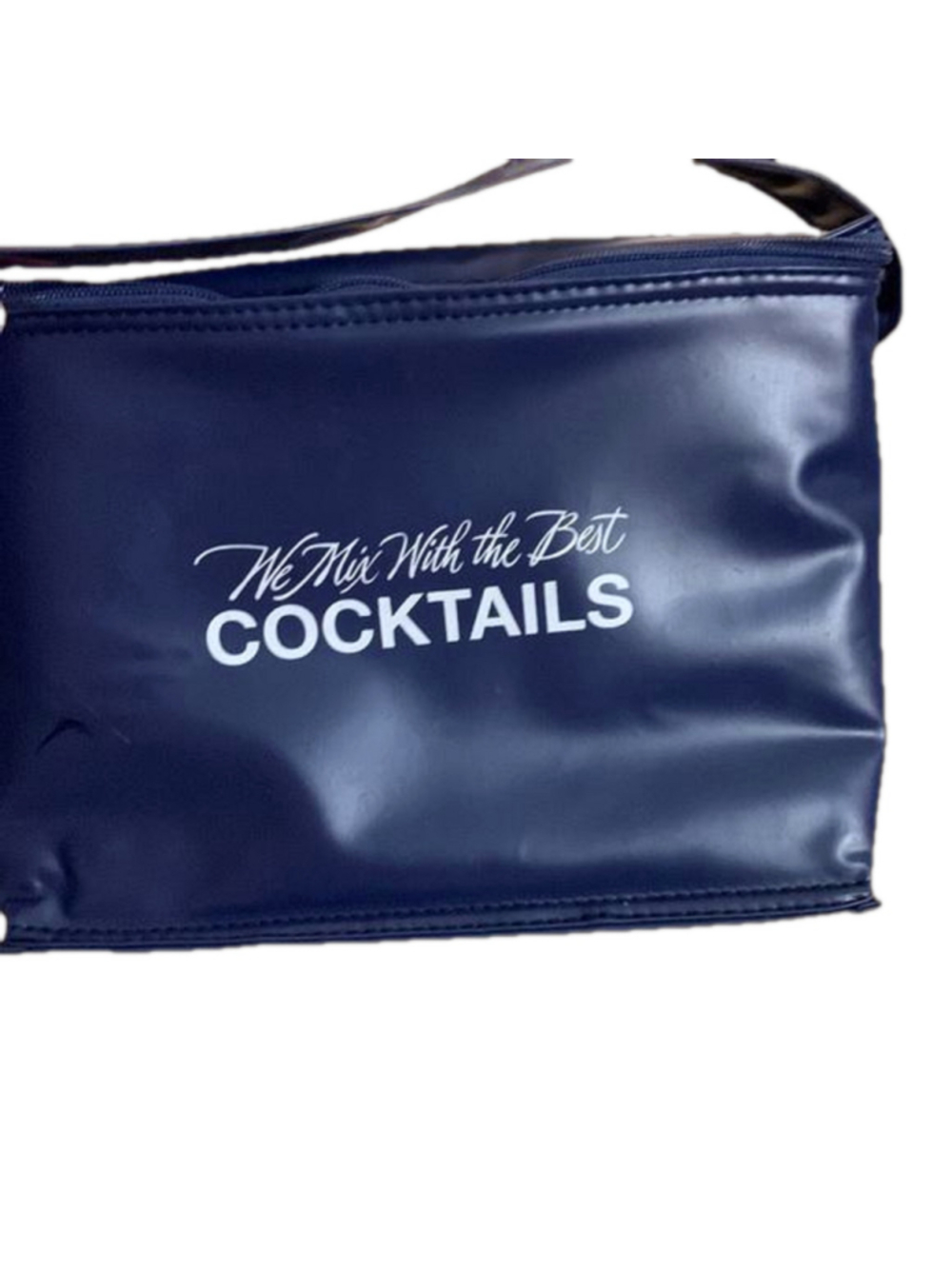 🔒 10 items for $20 - Blue vinyl cooler bag for cocktails small